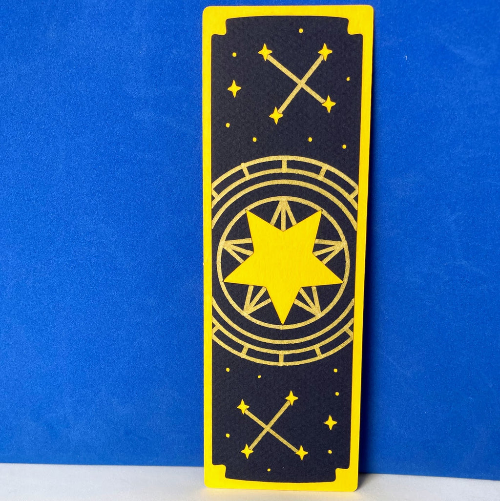 Celestial Handmade Bookmark, Layered Paper, Golden Details