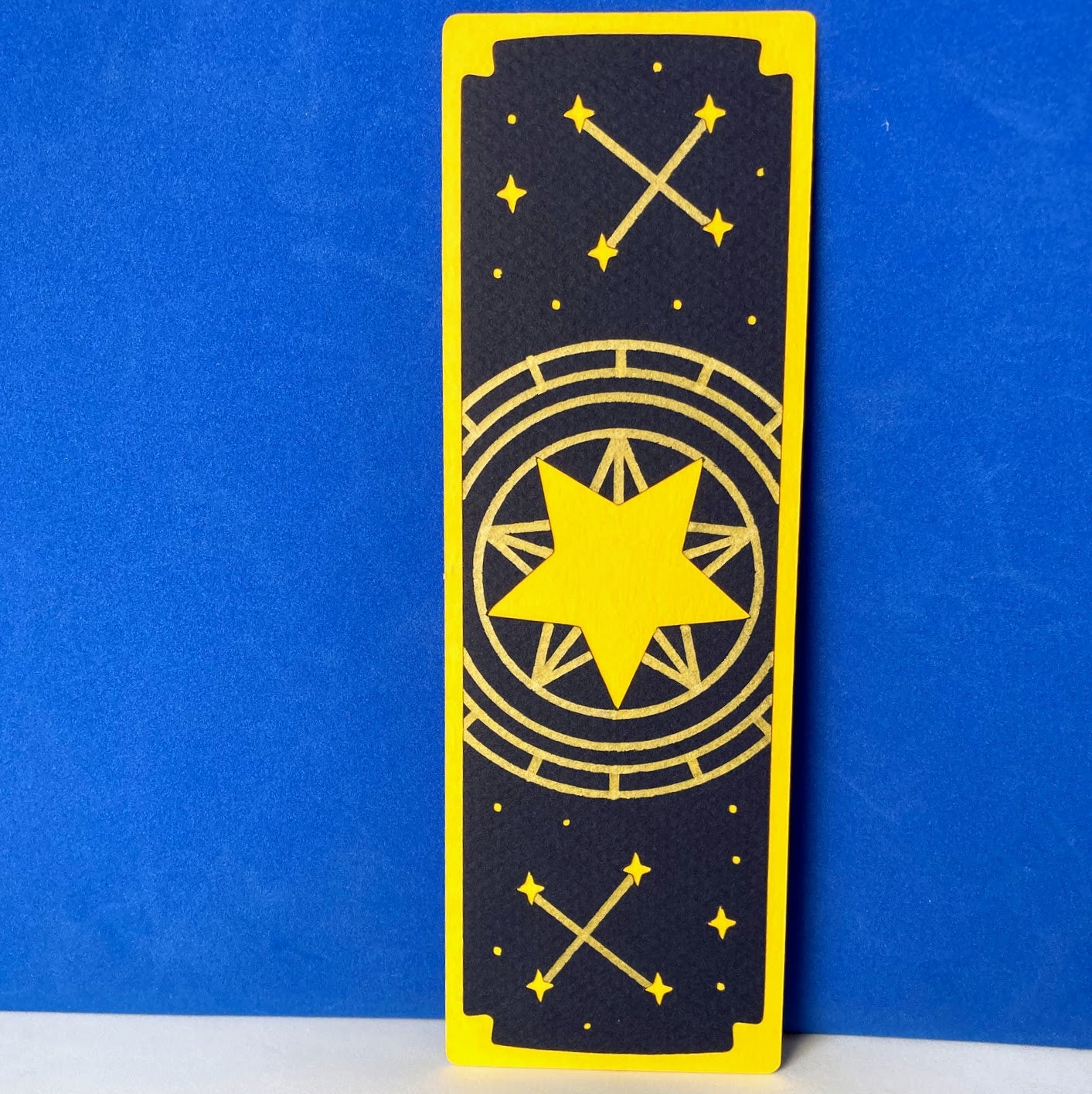 Celestial Handmade Bookmark, Layered Paper, Golden Details