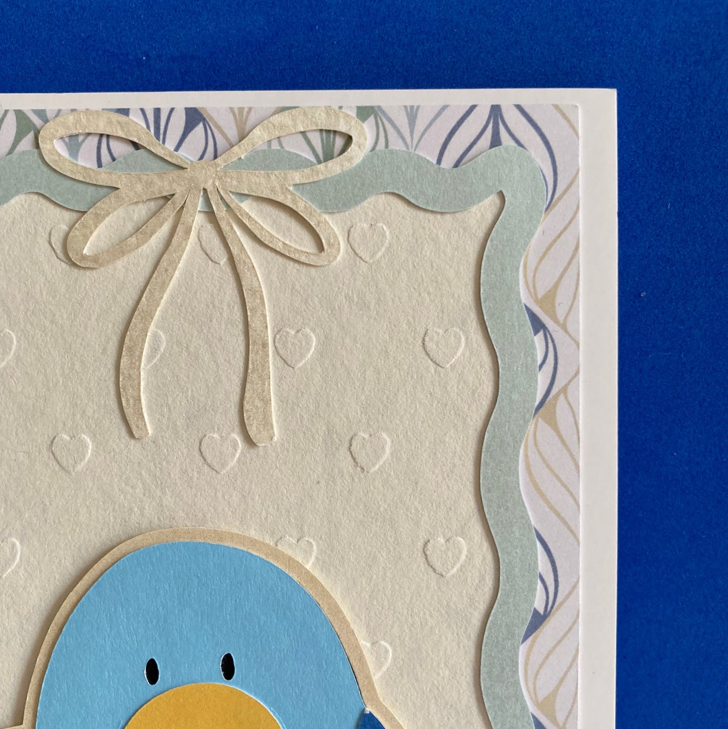 Baby Bird New Baby Card | Handmade Papercraft with Doily Sentiment