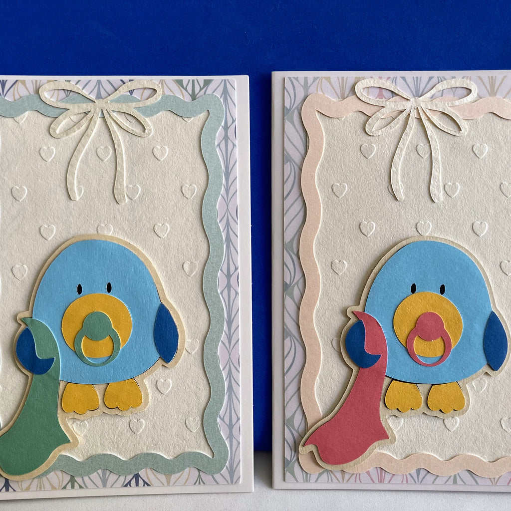 Baby Bird New Baby Card | Handmade Papercraft with Doily Sentiment