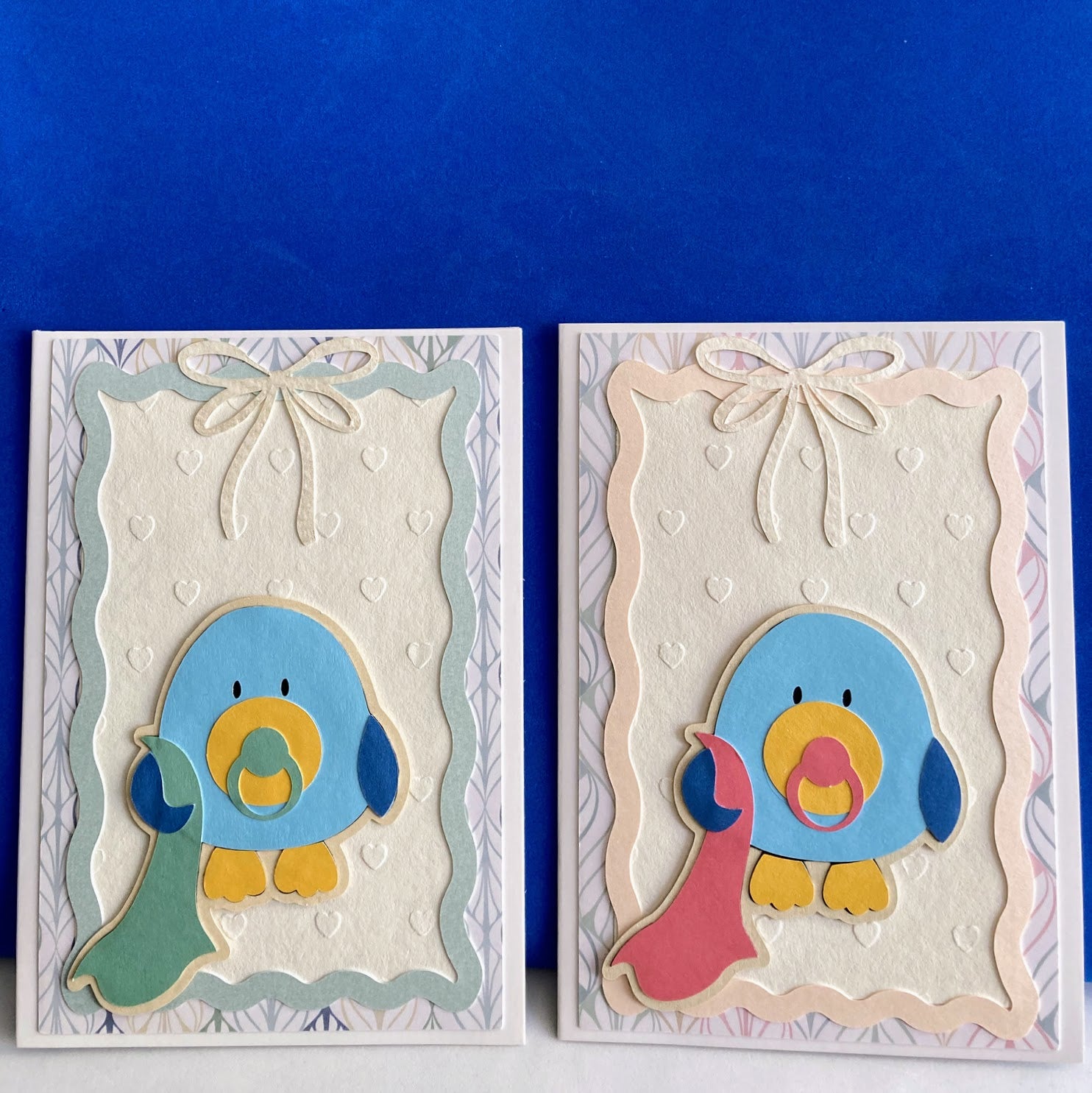 Baby Bird New Baby Card | Handmade Papercraft with Doily Sentiment