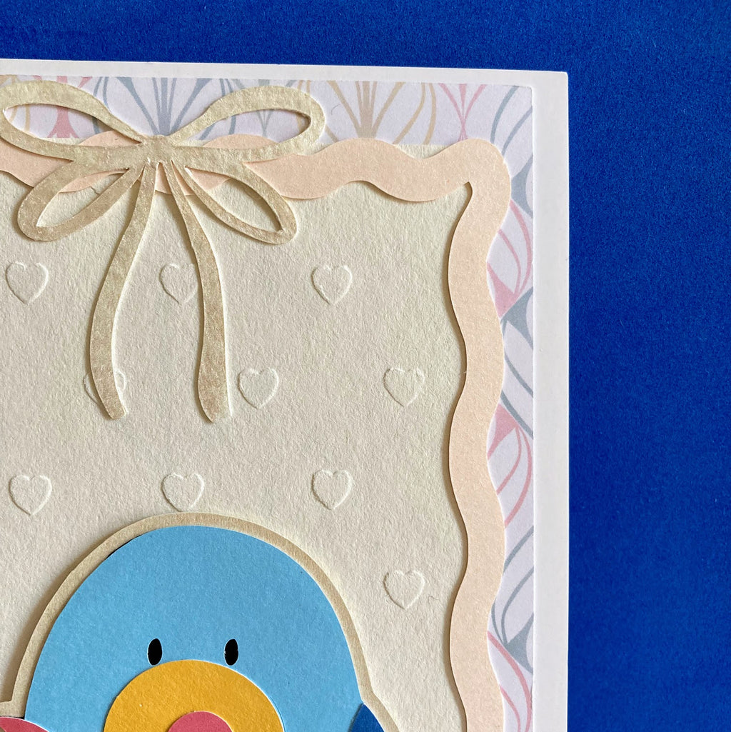 Baby Bird New Baby Card | Handmade Papercraft with Doily Sentiment
