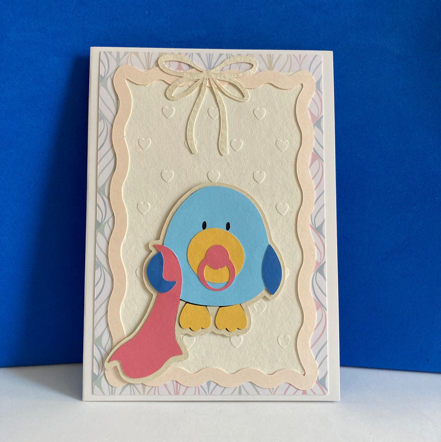Baby Bird New Baby Card | Handmade Papercraft with Doily Sentiment