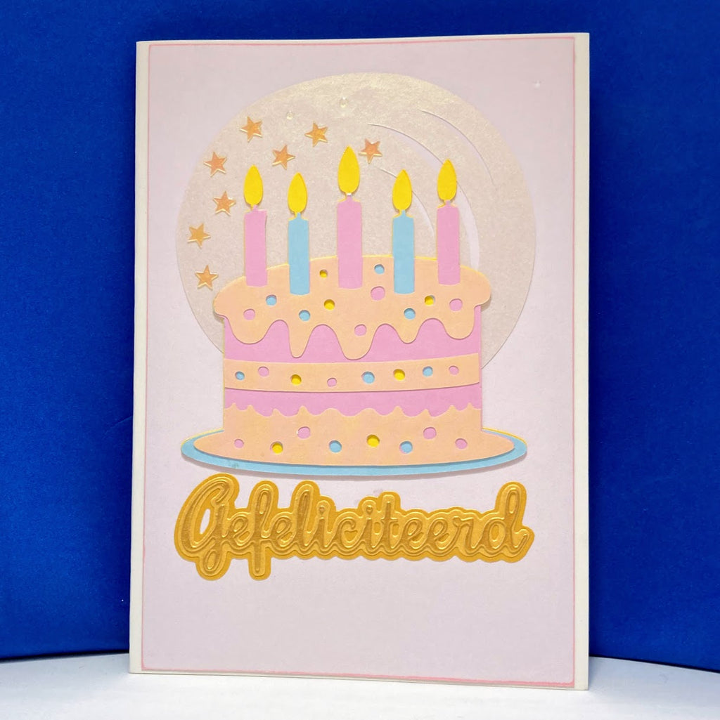 Birthday Card Cake in Pastel Tones with Paint Stroke