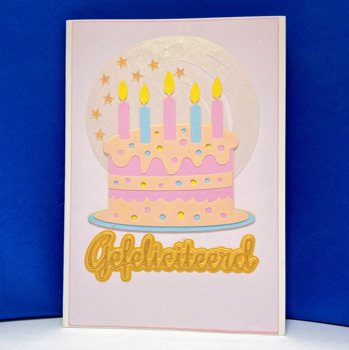 Birthday Card Cake in Pastel Tones with Paint Stroke