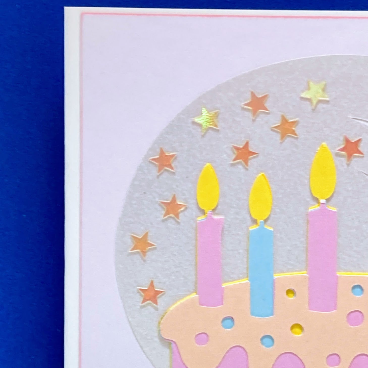 Birthday Card Cake in Pastel Tones with Paint Stroke