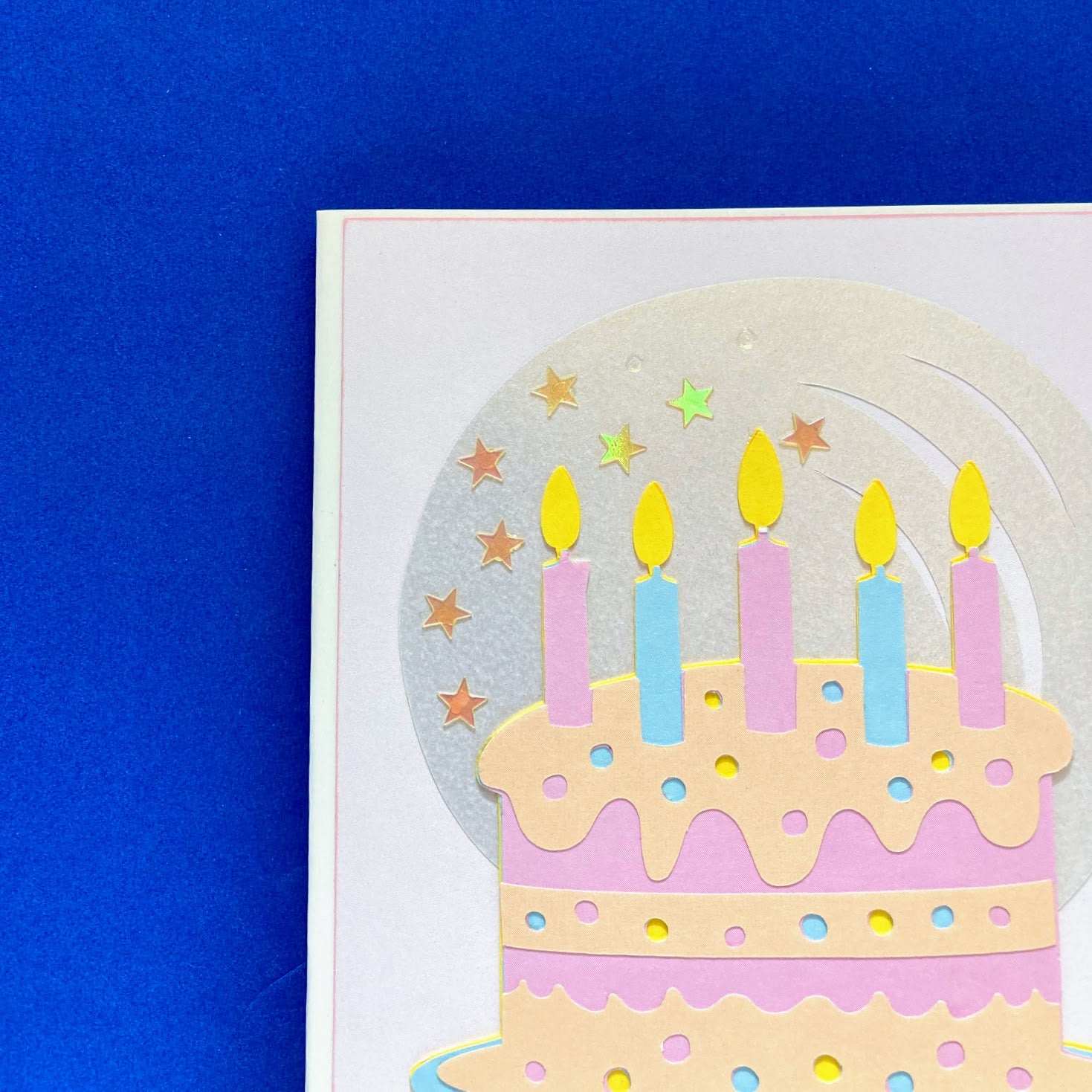 Birthday Card Cake in Pastel Tones with Paint Stroke