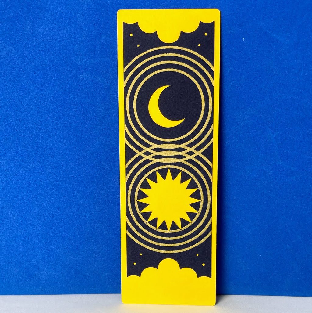 Celestial Handmade Bookmark, Layered Paper, Golden Details