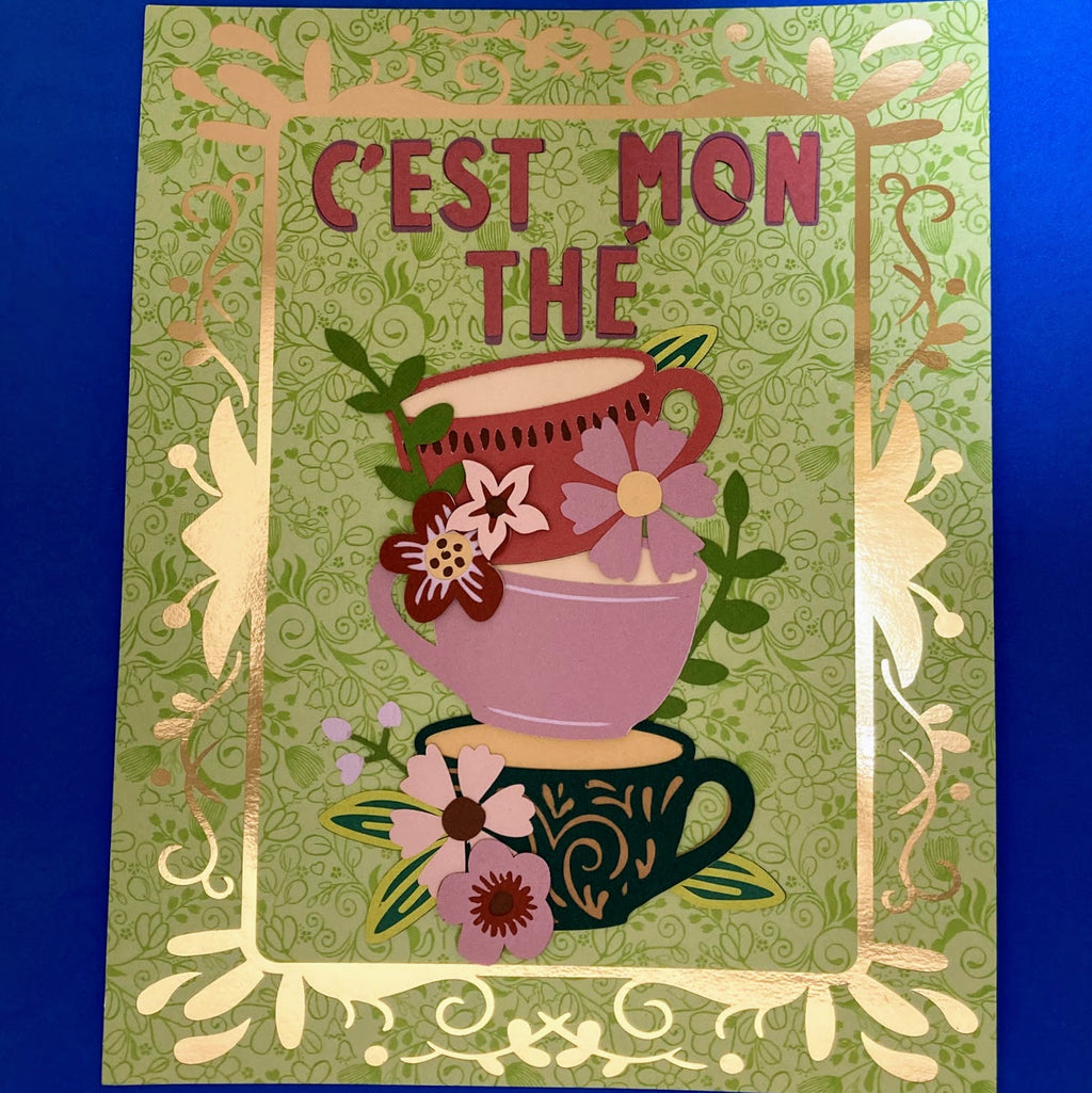 C'est Mon Thé Decorative Frame - Green background full view