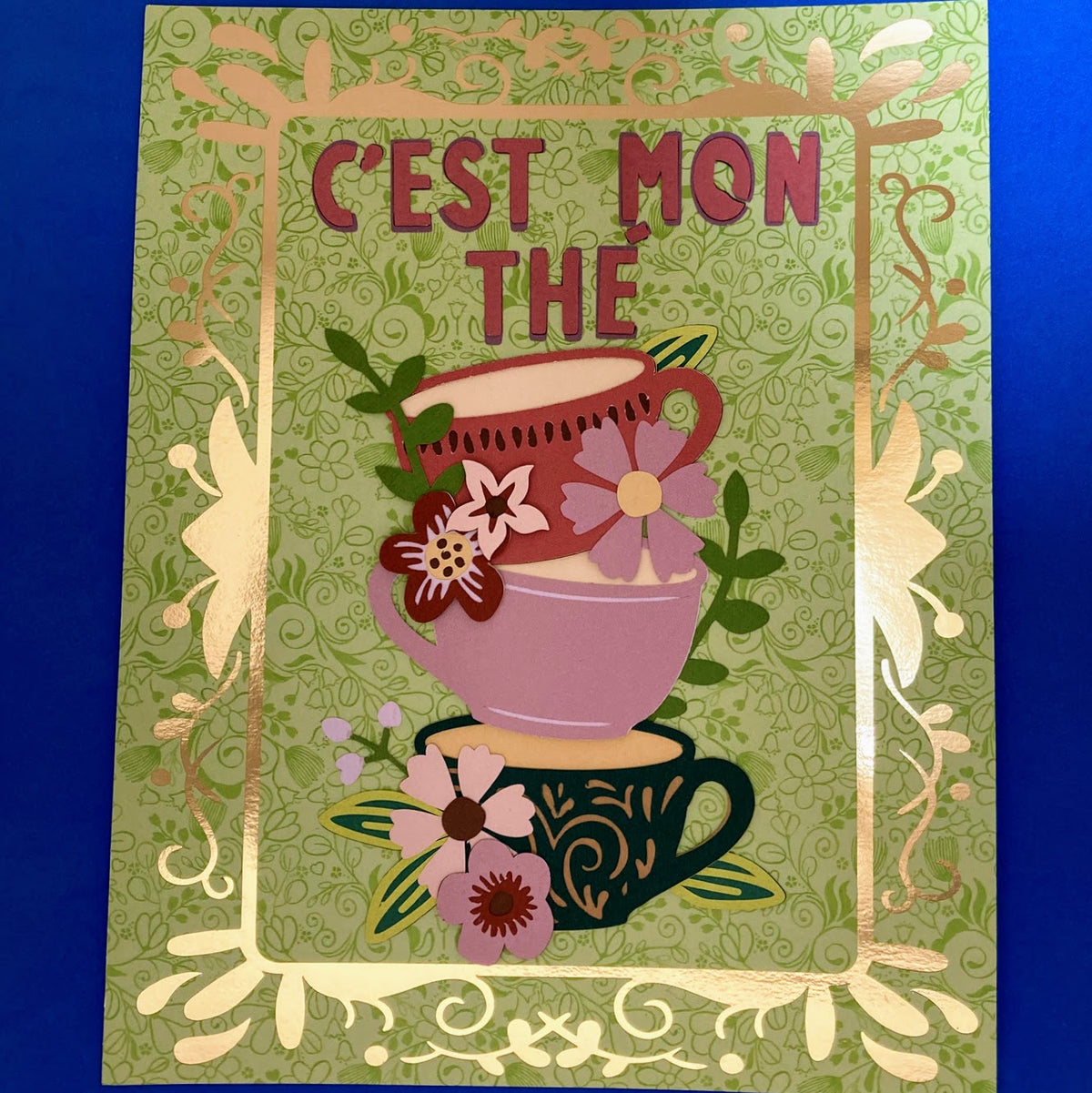 C'est Mon Thé Decorative Frame - Green background full view