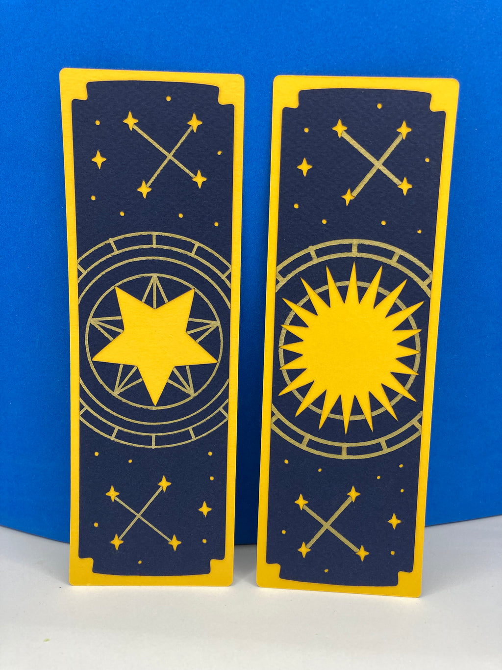 Celestial Handmade Bookmark, Layered Paper, Golden Details