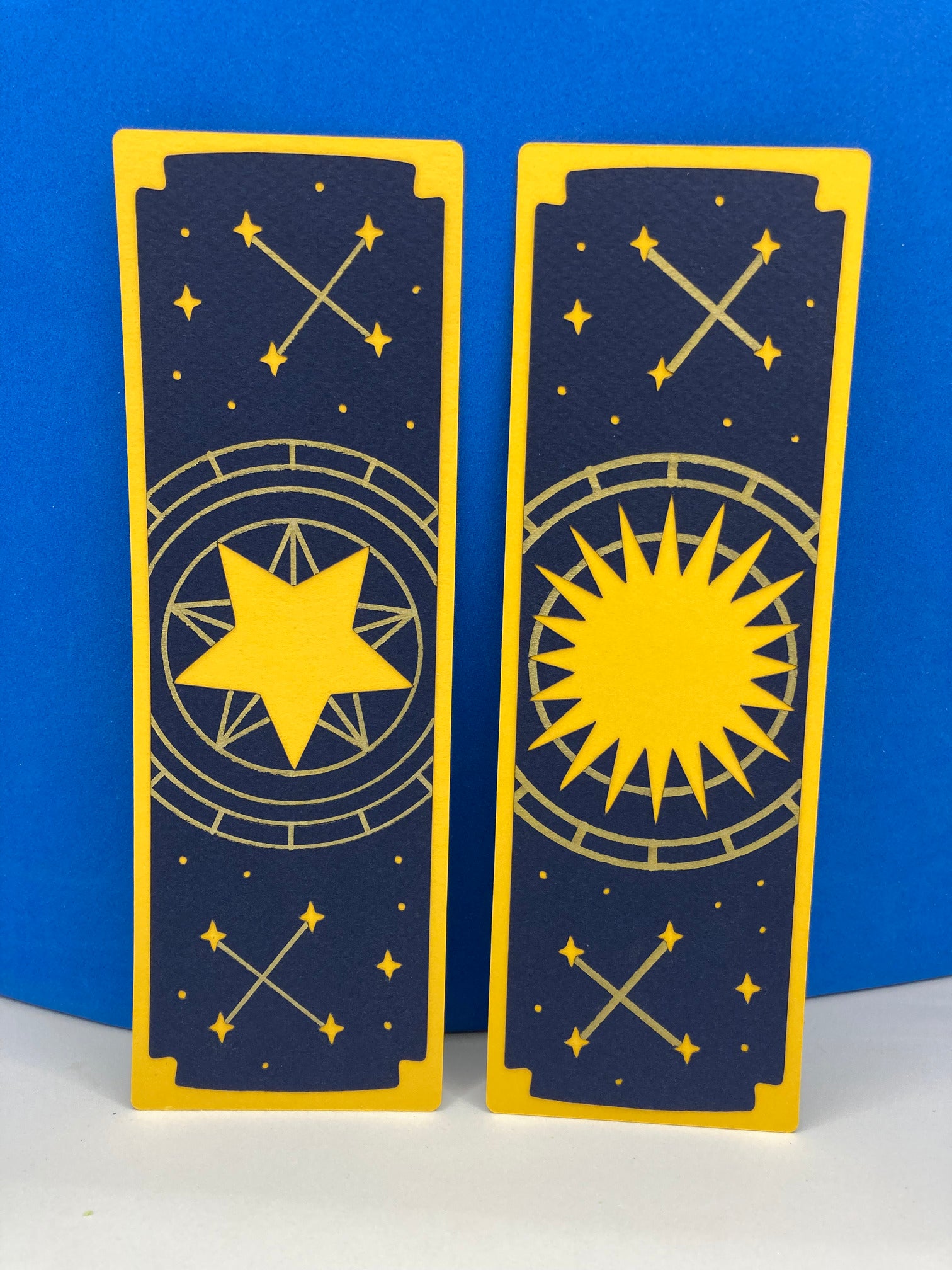 Celestial Handmade Bookmark, Layered Paper, Golden Details