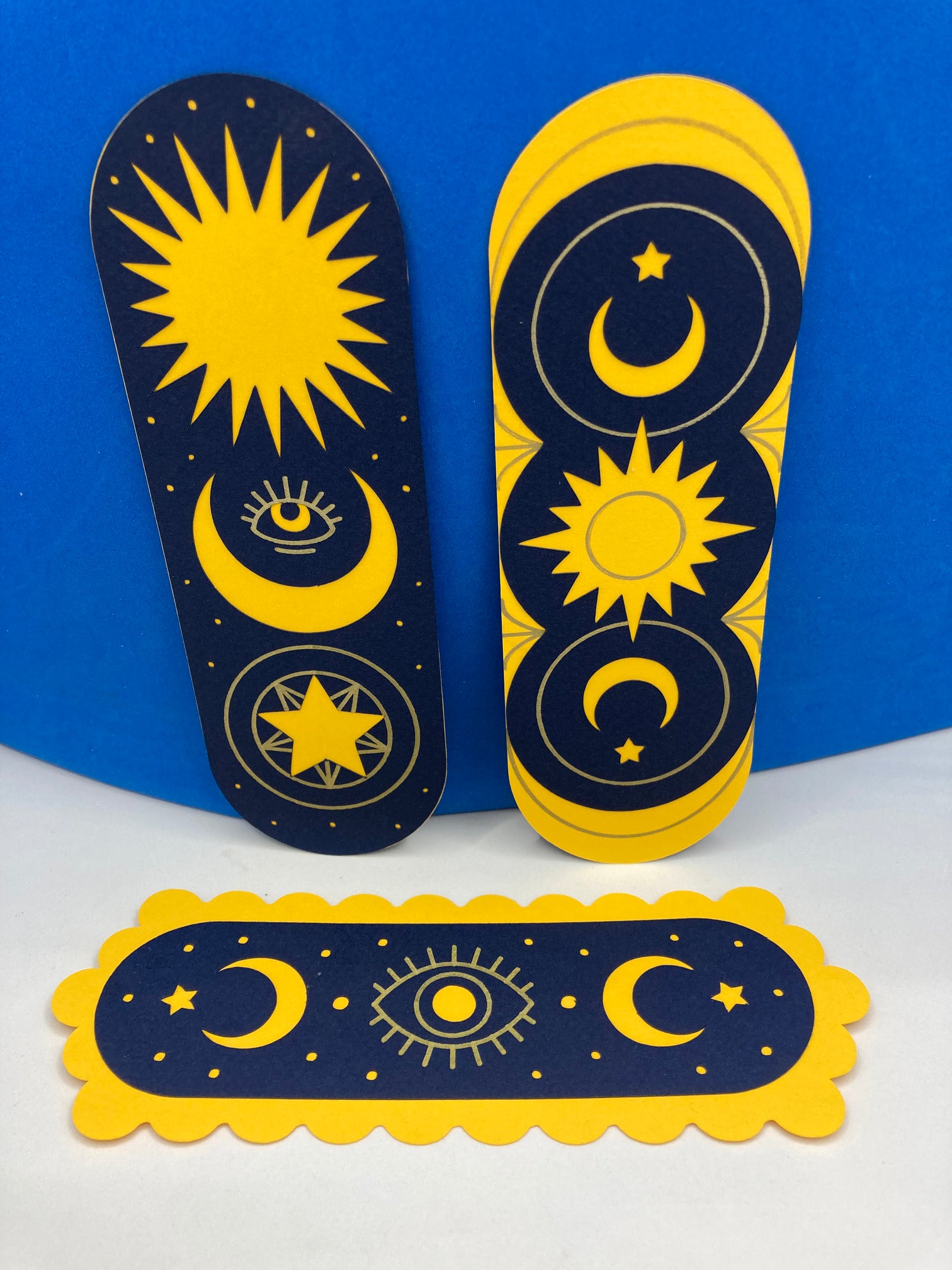 Celestial Handmade Bookmark, Layered Paper, Golden Details