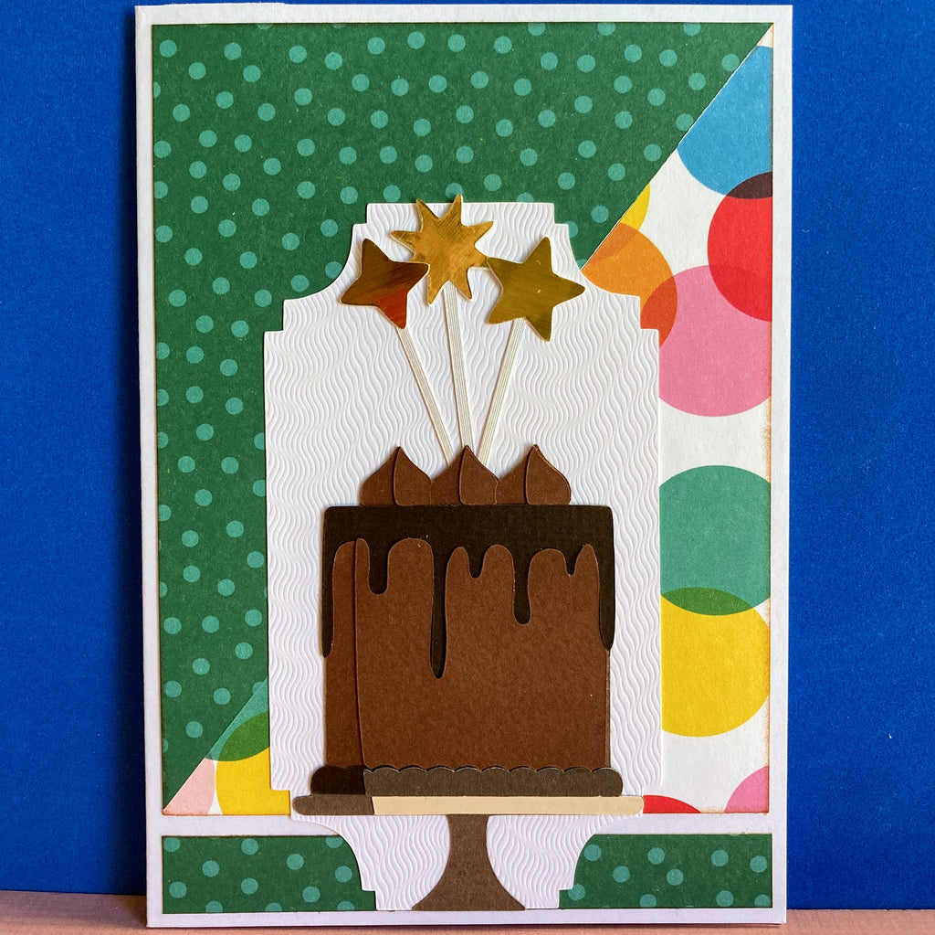 Chocolate Cake On Stand With Wands Card