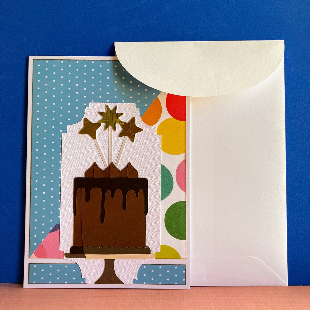 Chocolate Cake On Stand With Wands Card