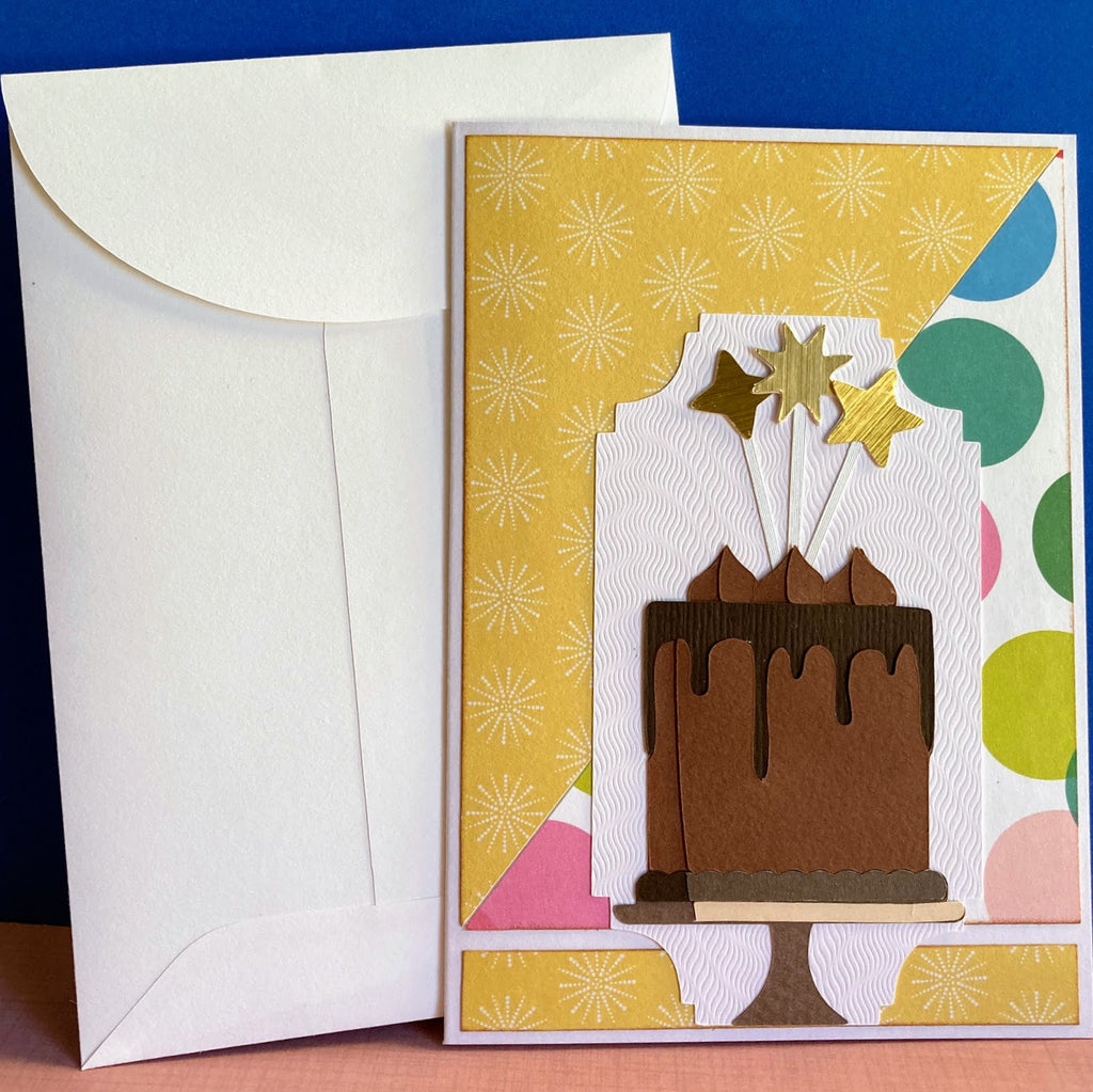 Chocolate Cake On Stand With Wands Card
