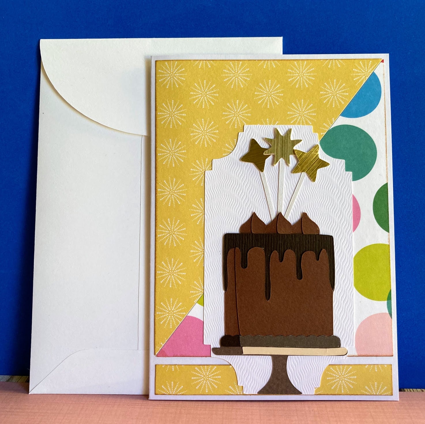 Chocolate Cake On Stand With Wands Card
