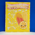 Citrus birthday card with Happy Birthday banner - handmade popsicle and kawaii lemon slice by Magdina Creativa