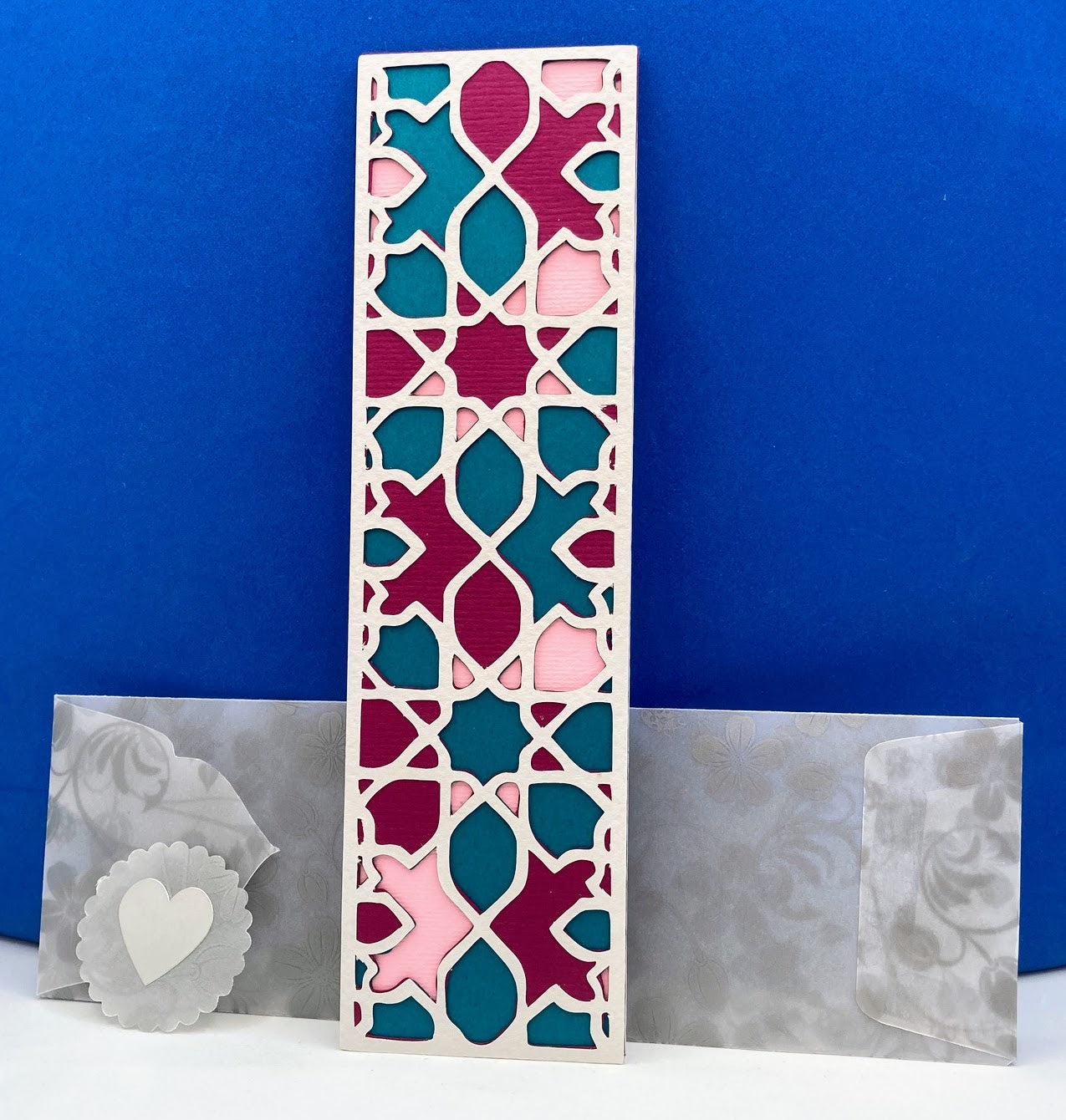 Handmade Geometric Paper Bookmark with Envelope