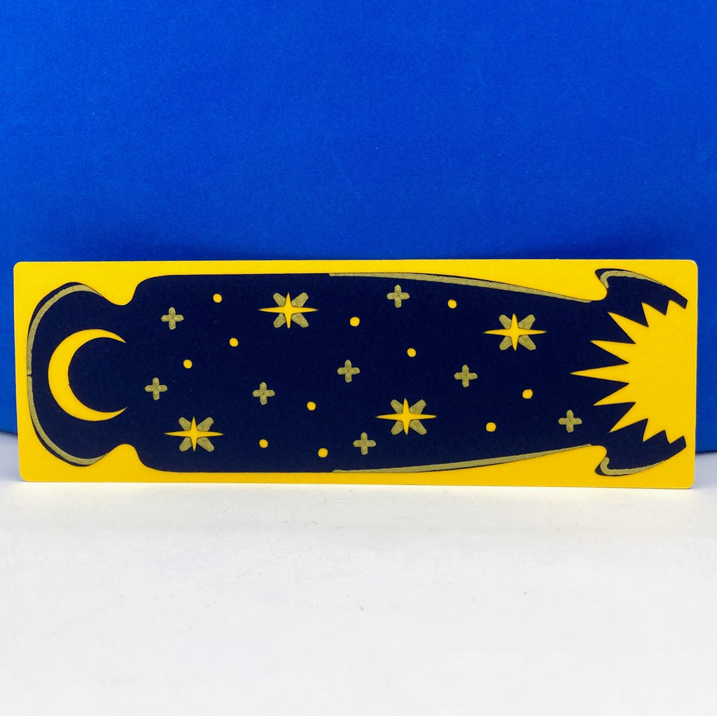 Celestial Handmade Bookmark, Layered Paper, Golden Details