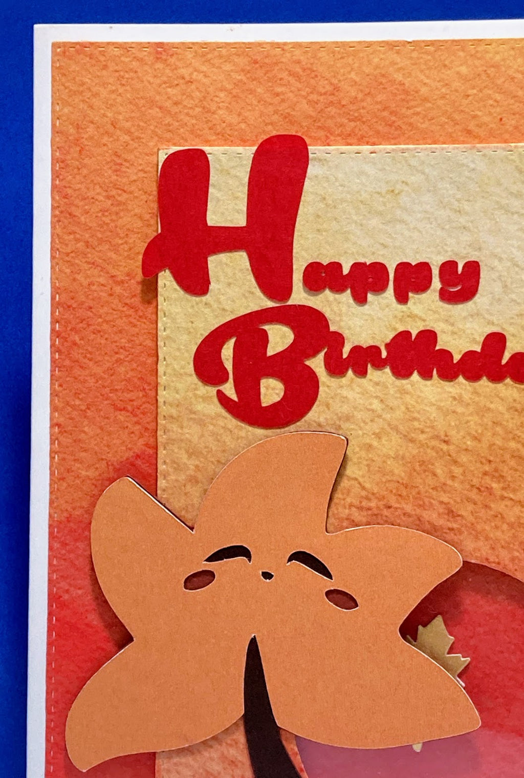 Kawaii Autumn Leaf Birthday Shaker Card