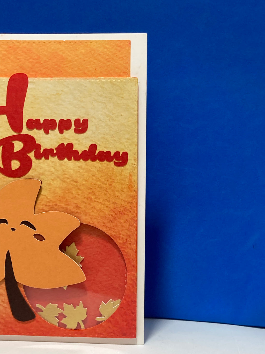 Kawaii Autumn Leaf Birthday Shaker Card