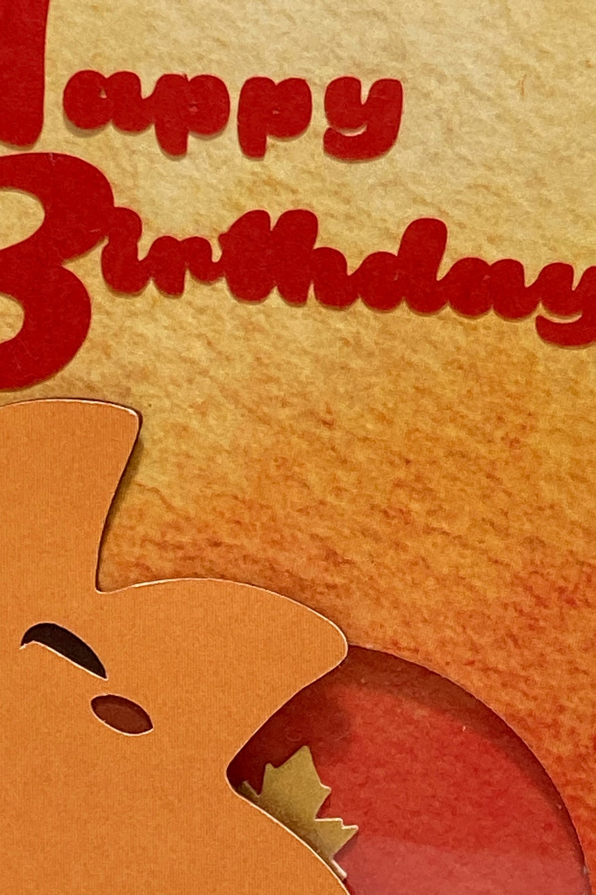 Kawaii Autumn Leaf Birthday Shaker Card