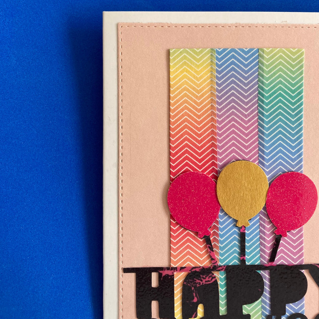 Happy Birthday 3 Balloons with Colorful Panel Card