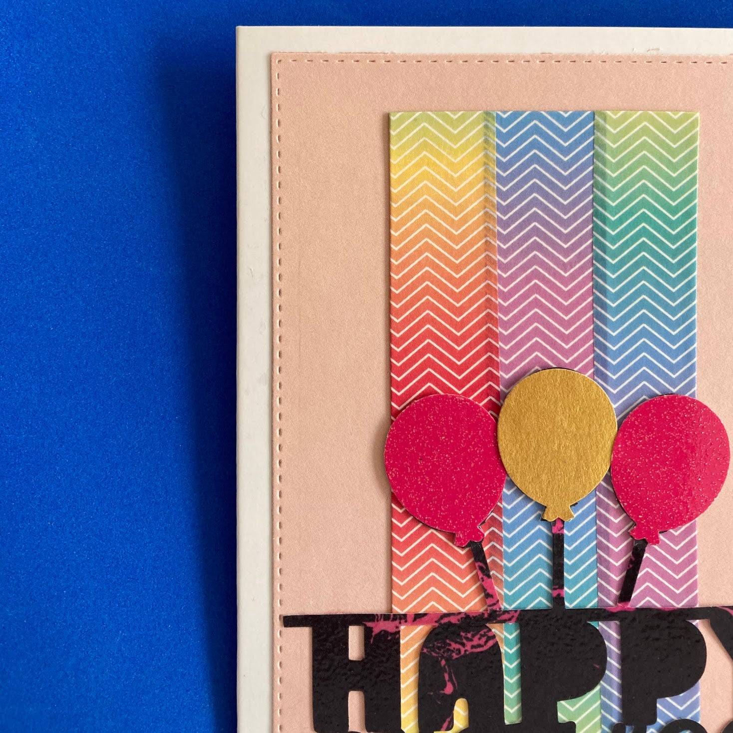 Happy Birthday 3 Balloons with Colorful Panel Card