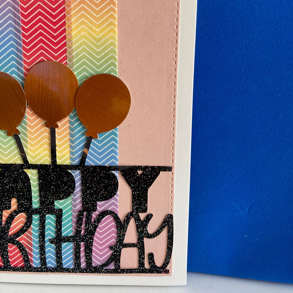 Happy Birthday 3 Balloons with Colorful Panel Card