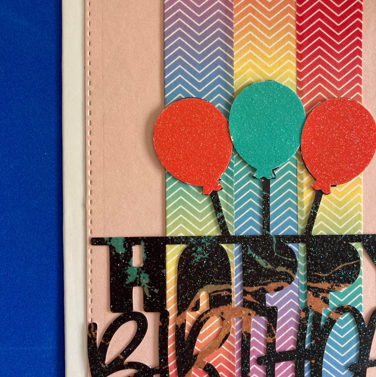 Happy Birthday 3 Balloons with Colorful Panel Card