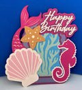 MERMAID CAKE TOPPER - Handmade Happy Birthday Ocean Theme