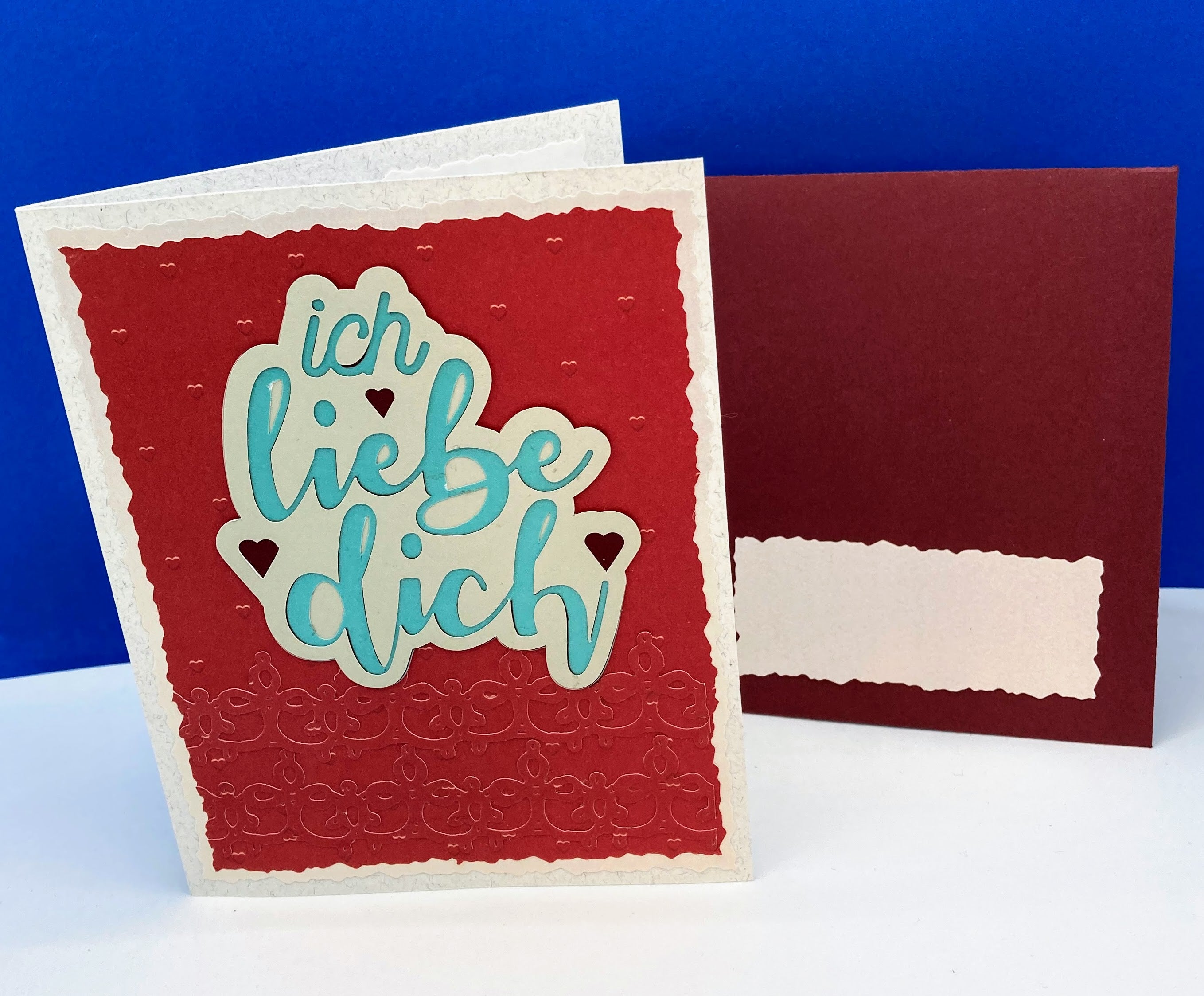 Ich Liebe Dich Handmade Card | "I Love You" in German with Deckle Borders