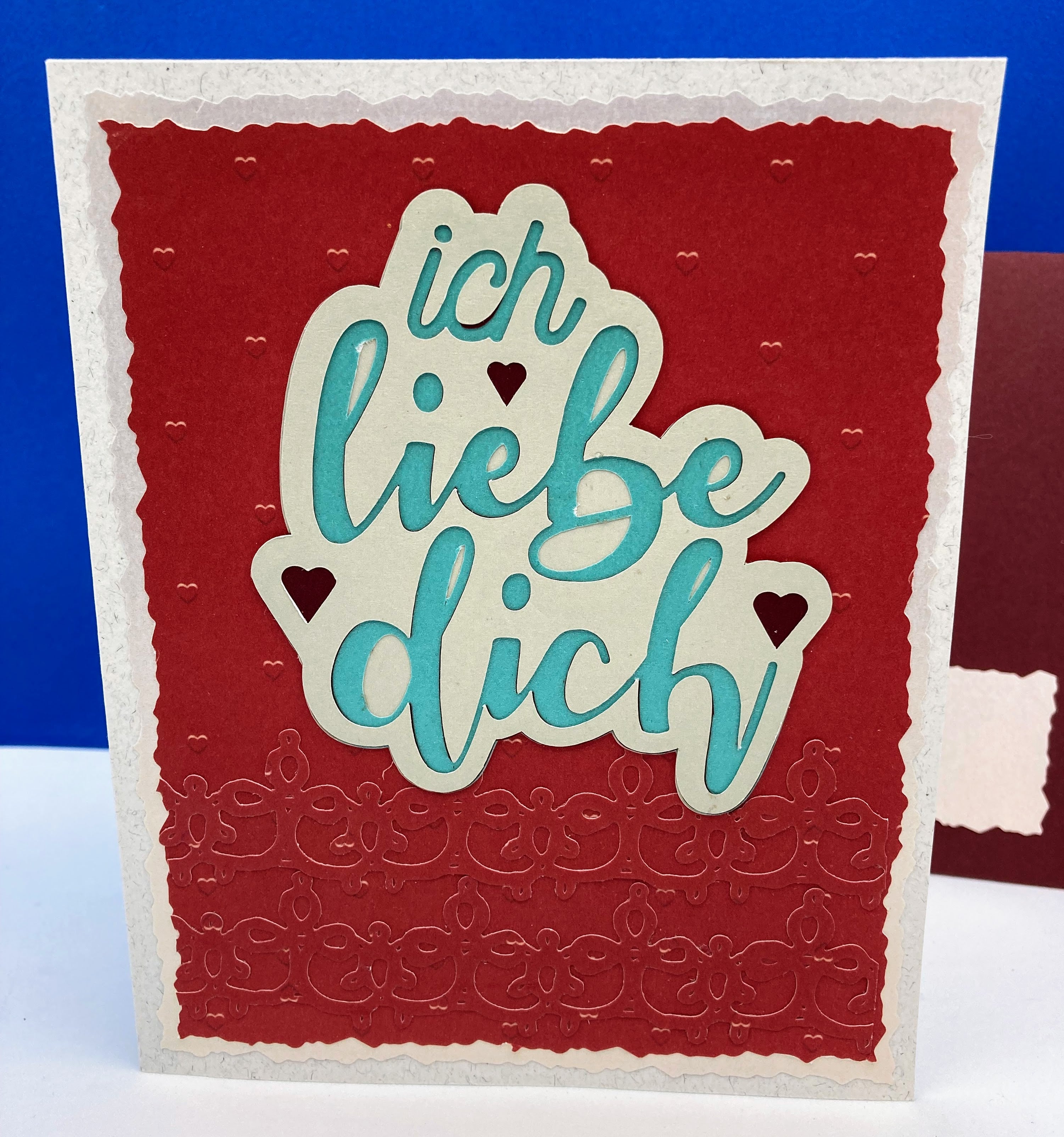 Ich Liebe Dich Handmade Card | "I Love You" in German with Deckle Borders