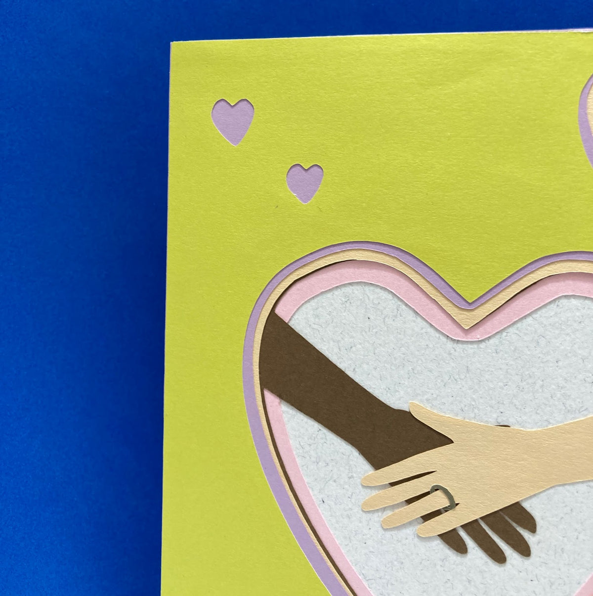WEDDING Card - detail of multilayer heart with intertwined arms