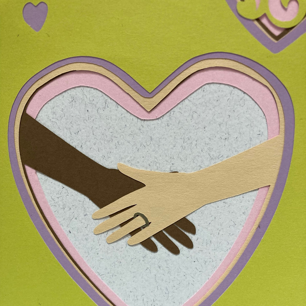 WEDDING Card - detail of decorative heart with ring motif