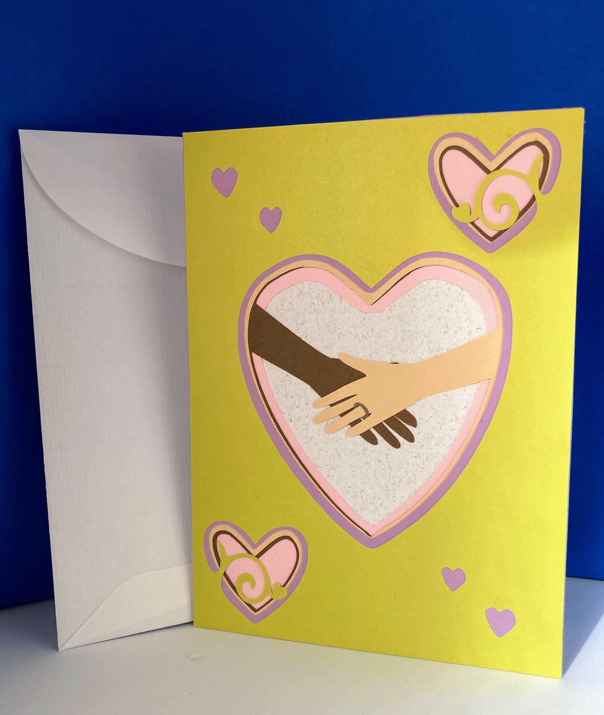 WEDDING Card - Two Arms with Wedding Ring - front view with envelope
